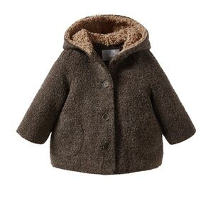 Zara kids brown boucle coat unisex size 9-12 months